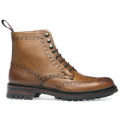 Tweed C Derby Brogue Boot in Almond Grain Leather