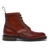 Tweed R Derby Brogue Boot in Dark Leaf Calf Leather