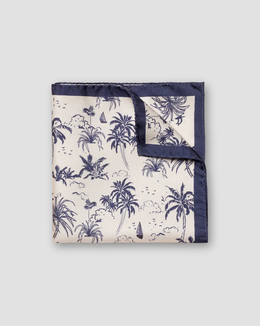 Navy Floral Silk Pocket Square