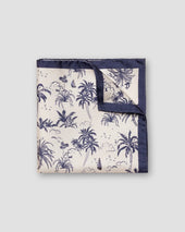 Navy Floral Silk Pocket Square