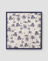 Navy Floral Silk Pocket Square