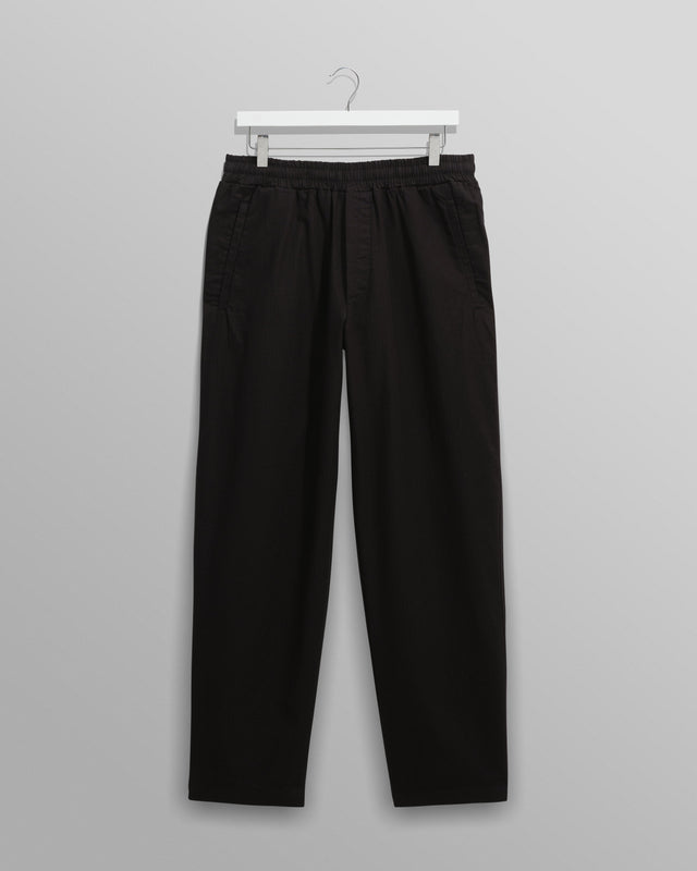 Tyne - Black Cotton-Linen Ripstop Trousers