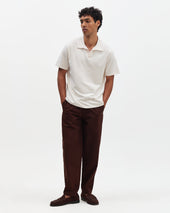 Tyne Dark Brown Cotton Poplin Loose Fit Trousers
