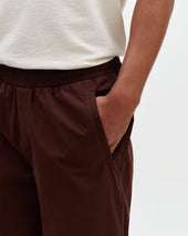 Tyne Dark Brown Cotton Poplin Loose Fit Trousers