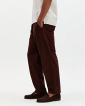 Tyne Dark Brown Cotton Poplin Loose Fit Trousers