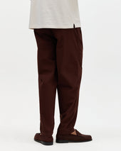 Tyne Dark Brown Cotton Poplin Loose Fit Trousers