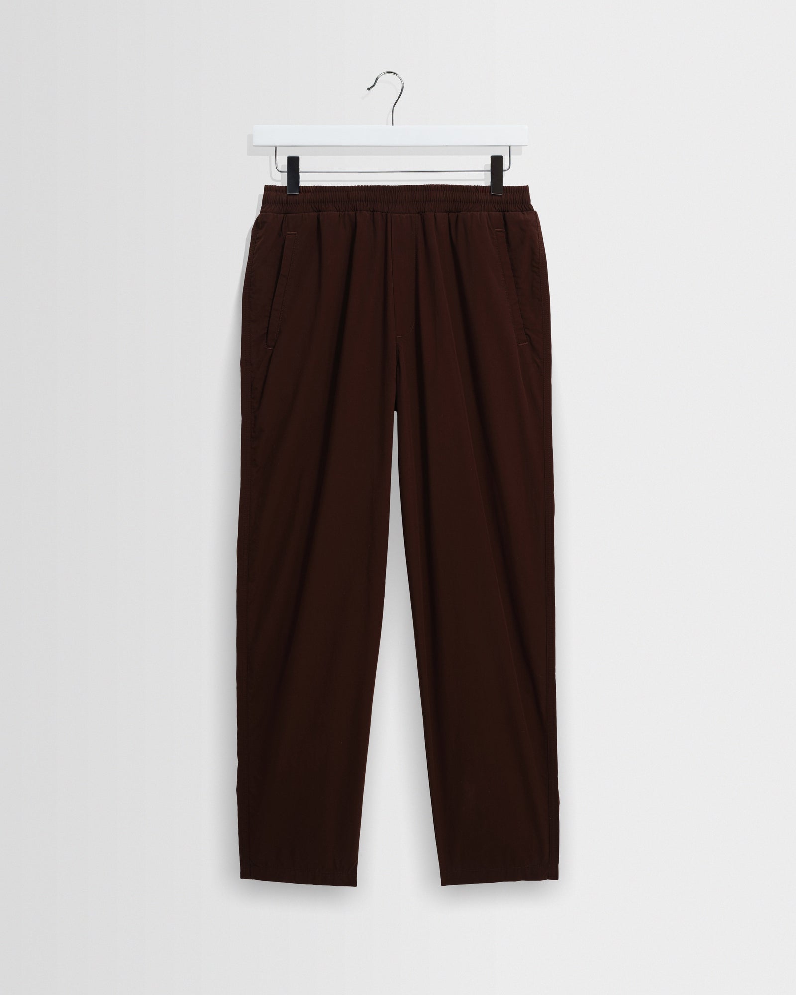 Tyne Dark Brown Cotton Poplin Loose Fit Trousers