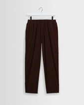 Tyne - Dark Brown Cotton Poplin Loose Fit Trousers