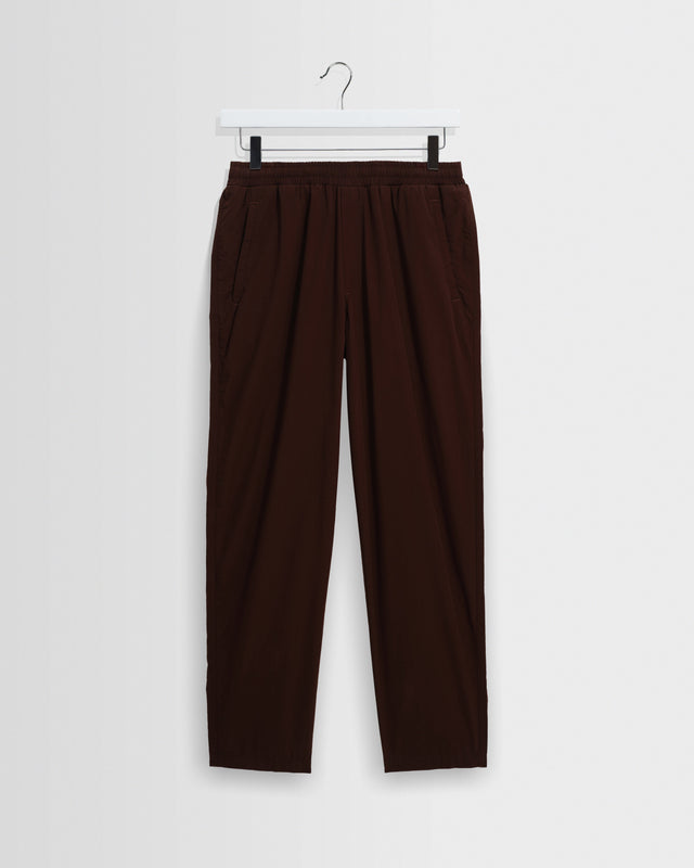 Tyne - Dark Brown Cotton Poplin Loose Fit Trousers