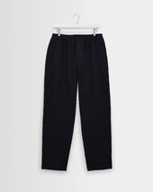 Tyne - Dark Navy Jumbo Seersucker Loose Fit Trousers