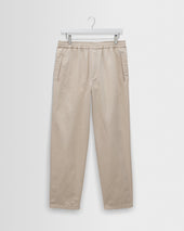 Tyne - Stone Cotton Tencel Loose Fit Trousers