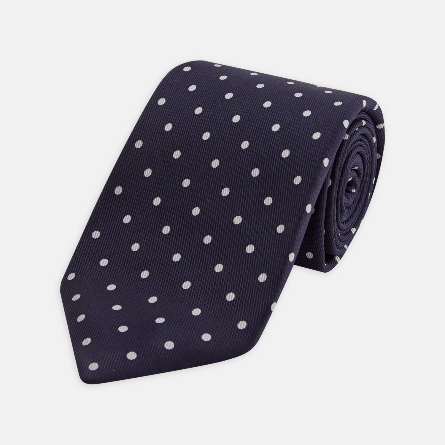 Seven-Fold Navy Churchill Spot Silk Tie