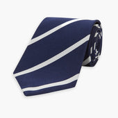 Long And White Blazer Stripe Repp Silk Tie