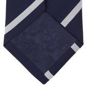 Long And White Blazer Stripe Repp Silk Tie