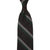 Japanese Striped Wool Bespoke Tie - Brown