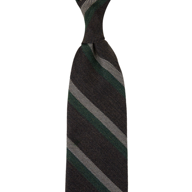 Japanese Striped Wool Bespoke Tie - Brown