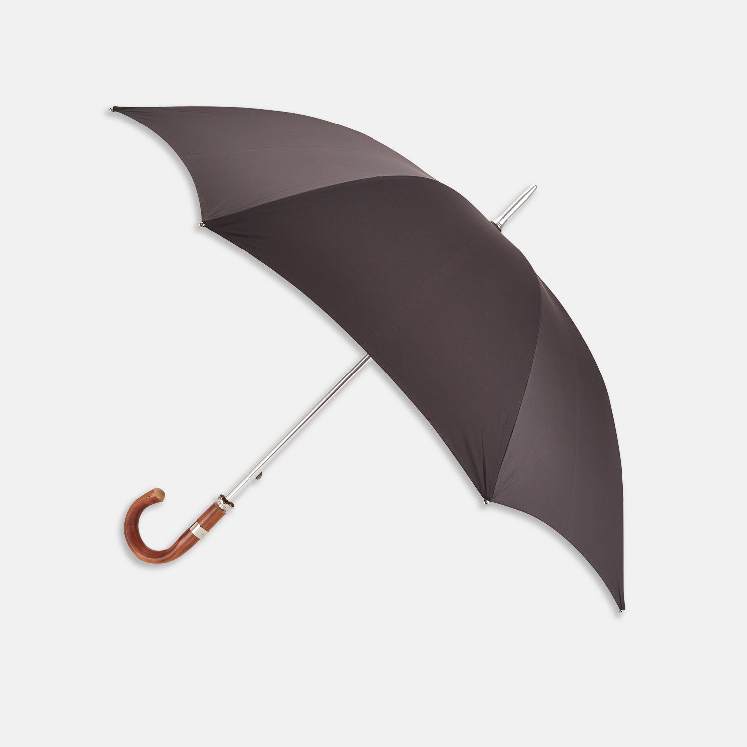 Dark Grey Umbrella With Chestnut Crook
