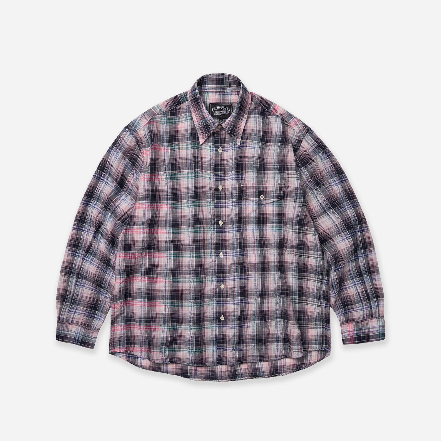 Uneven Checked Shirt Pink