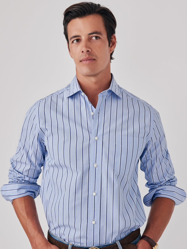 Blue/Lt_Blue/White Shadow Stripe Club Classic Fit Shirt | Men's Shirts | J.McLaughlin