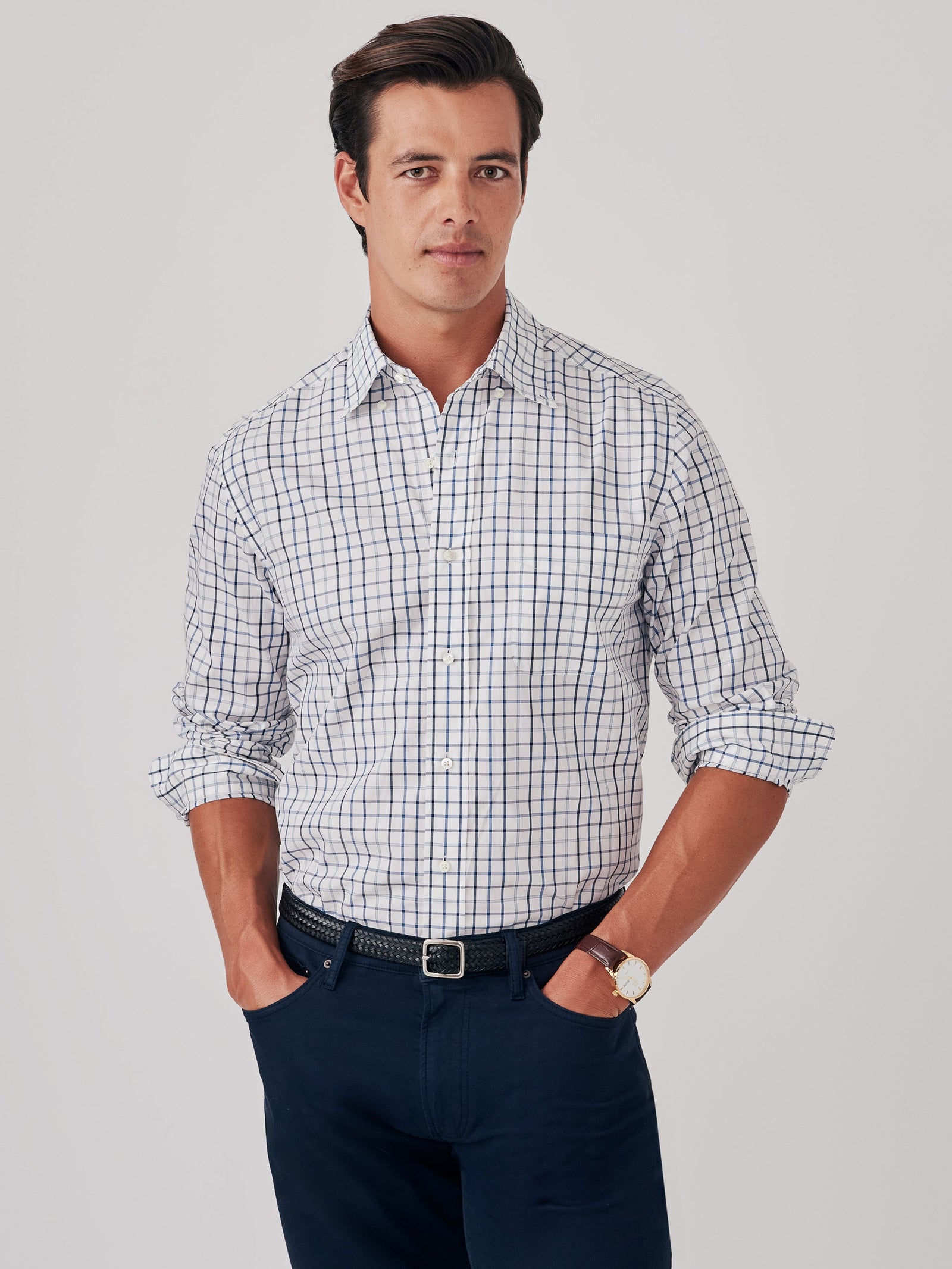 Marine Ivory Tattersall University Classic Fit Shirt Men S Shirts J Mclaughlin
