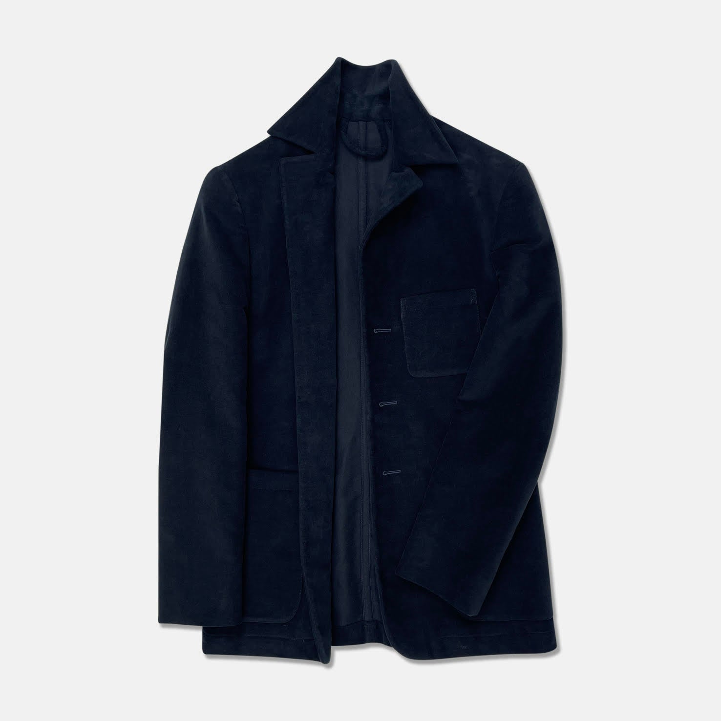 Worker Jacket In Blue Moleskin