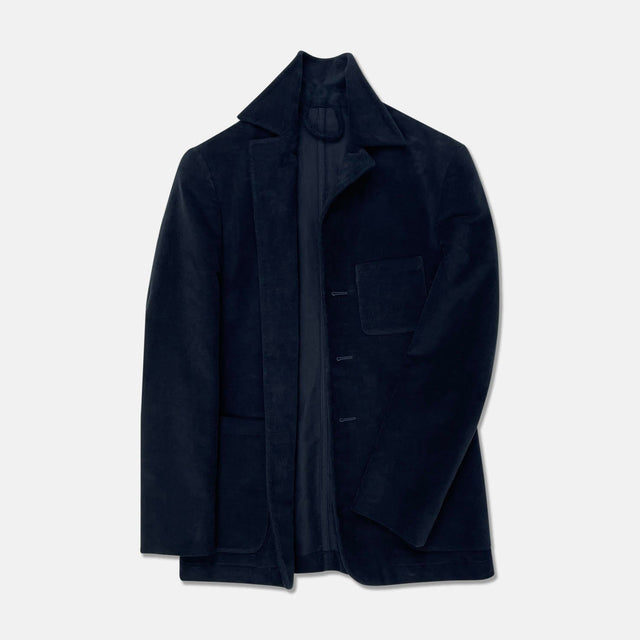 Worker Jacket in Navy Blue Moleskin