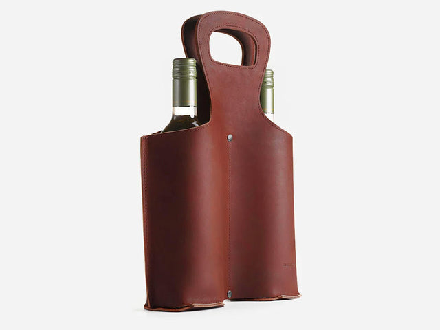 No. 566 Double Leather Wine Tote, Cognac