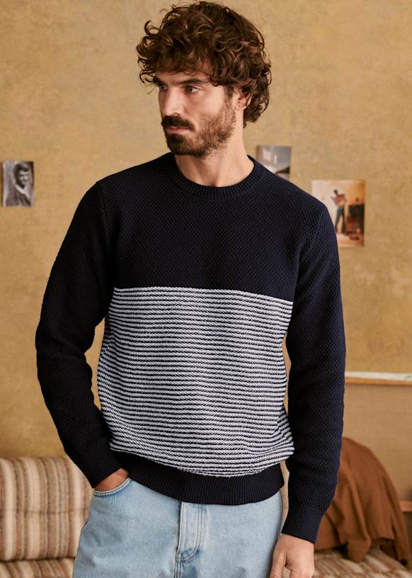 Bennett Sweater - Navy / Ecru