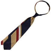 Japanese Repp Stripe Silk Tie Navy Beige Red