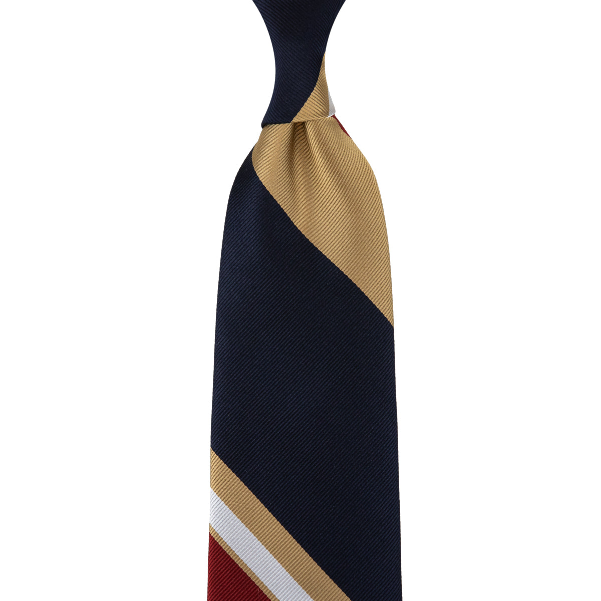 Japanese Repp Stripe Silk Tie Navy Beige Red