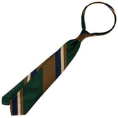 Japanese Repp Stripe Silk Tie Navy Forest Brown