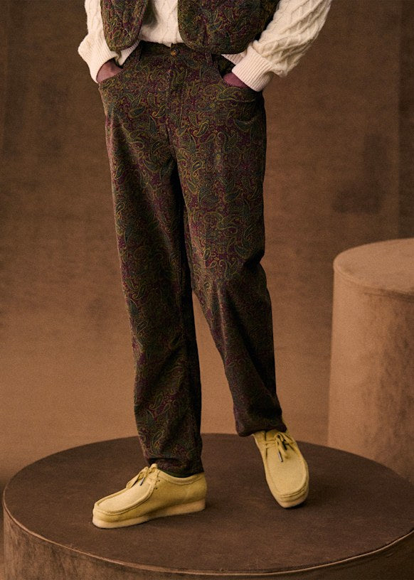 Albano Trousers - Burgundy Print Velvet