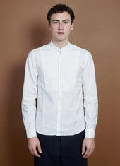 VALMAR | Collarless Bib Shirt | White
