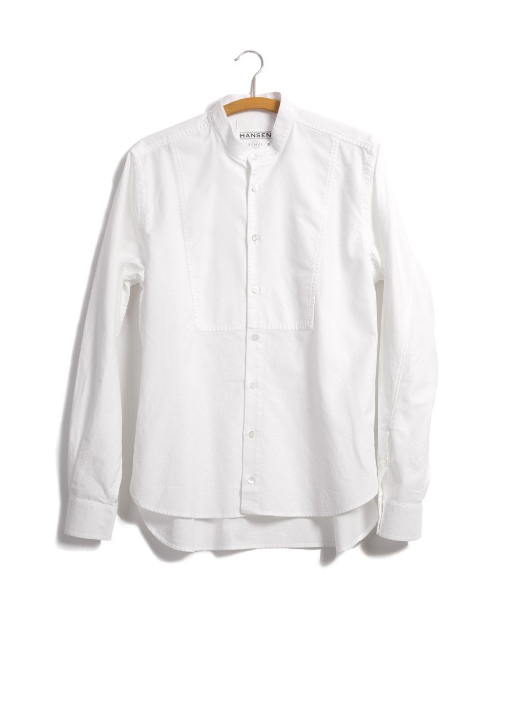 VALMAR | Collarless Bib Shirt | White