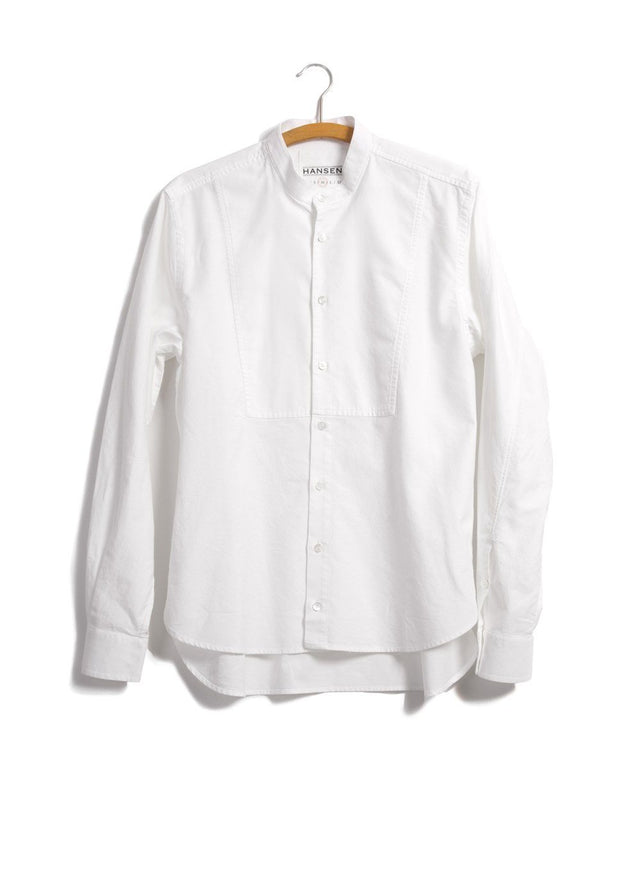 VALMAR | Collarless Bib Shirt | White