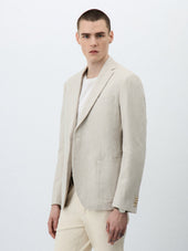 Veste Regular en coton et lin beige clair