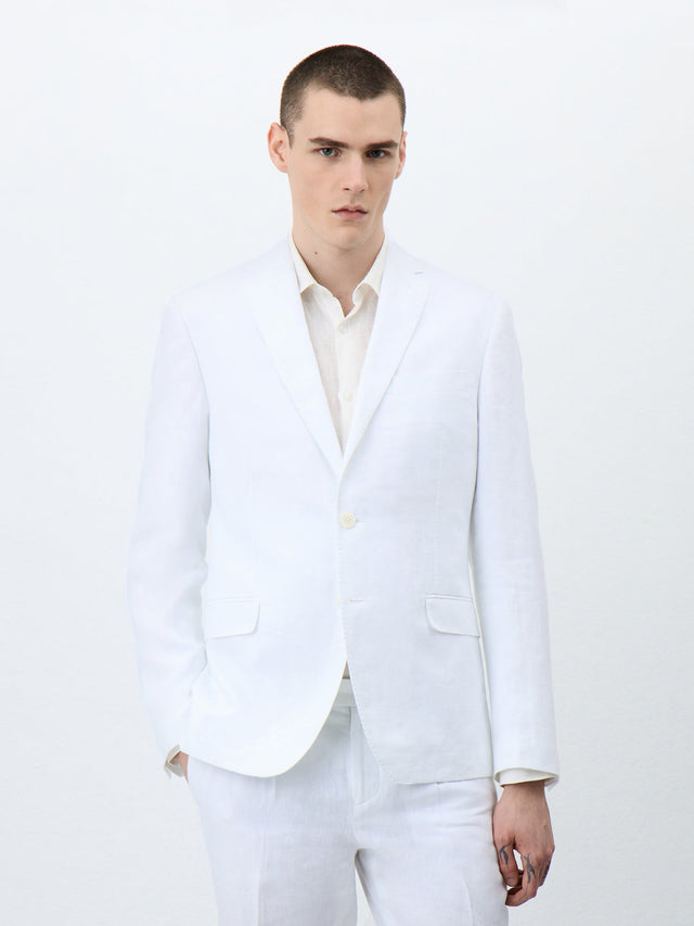 Veste coordonnable Regular en lin blanc