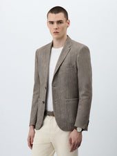 Veste Slim en maille camel