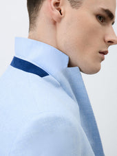 Veste Coordonnable Slim En Lin Et Coton Bleu Ciel