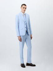 Veste Coordonnable Slim En Lin Et Coton Bleu Ciel