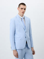 Veste coordonnable Slim en lin et coton bleu ciel