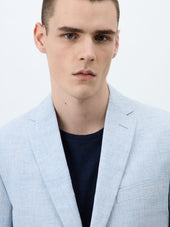 Veste Regular En Lin Et Coton Bleu Ciel Prince De Galles