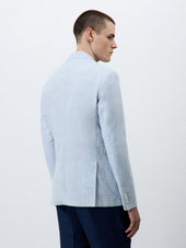 Veste Regular En Lin Et Coton Bleu Ciel Prince De Galles