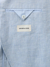 Veste Regular En Lin Et Coton Bleu Ciel Prince De Galles