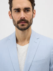 Veste Coordonnable Regular En Coton Stretch Bleu Ciel Rayures