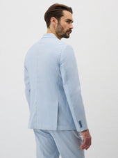 Veste Coordonnable Regular En Coton Stretch Bleu Ciel Rayures