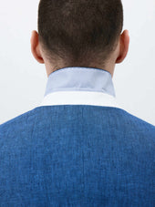 Veste Coordonnable Regular En Lin Bleu Indigo
