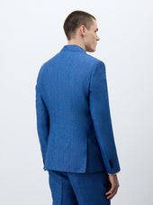 Veste Coordonnable Regular En Lin Bleu Indigo