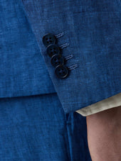 Veste Coordonnable Regular En Lin Bleu Indigo