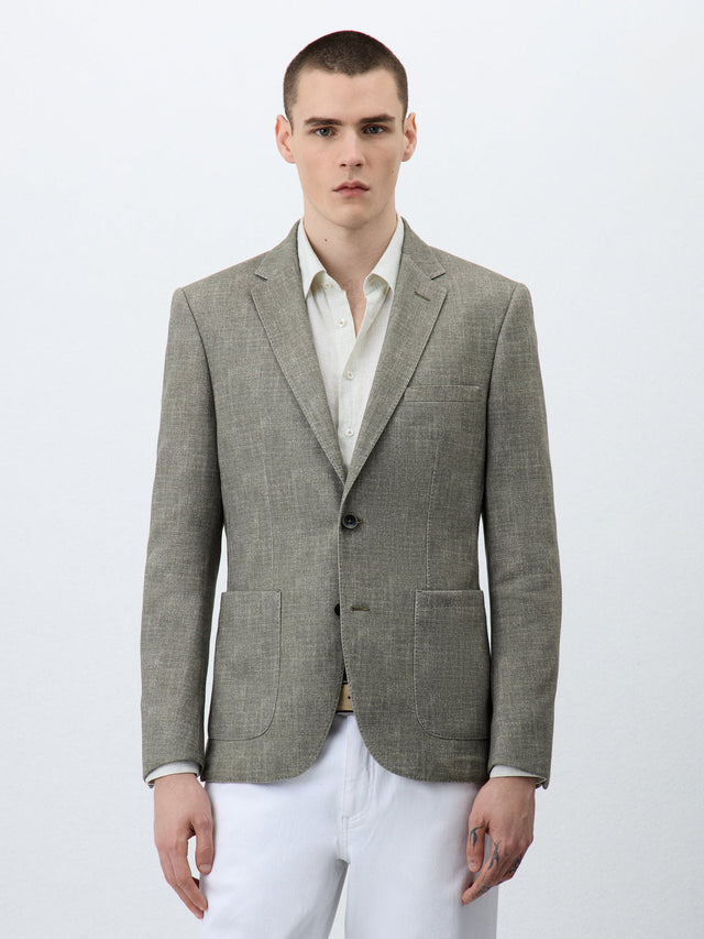 Veste Slim en maille kaki
